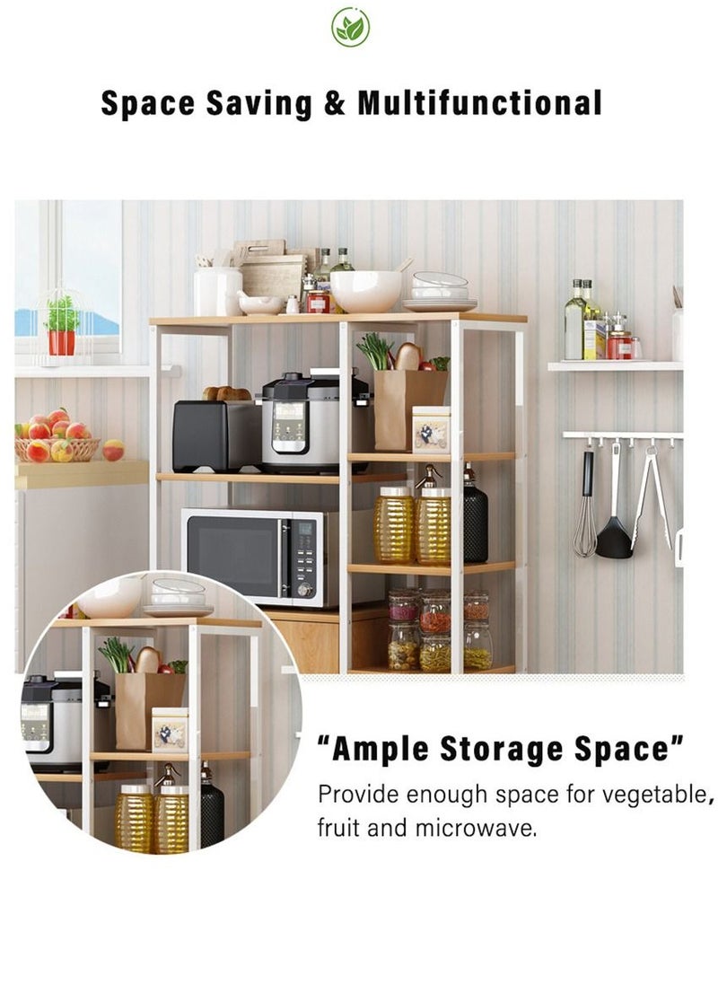 ZUIHAO - 3-Tier Multi Function Microwave Oven Stand Kitchen Rack with Storage Cabinet Spice Holder Save Space Organizer Shelf for Utensils Vegetable Fruit - Image 1