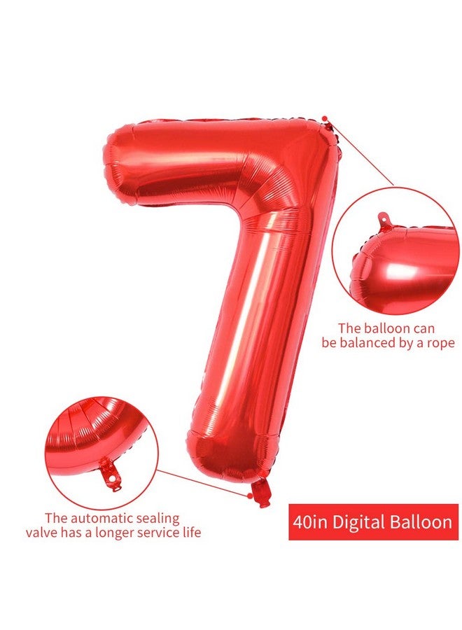 TONIFUL 40 Inch Red Large Numbers Balloons 0-9, Number 7 Digital 7 Helium Balloons, Foil Mylar Big Number Balloons for Birthday Party Anniversary Supplies Decorations - Image 2