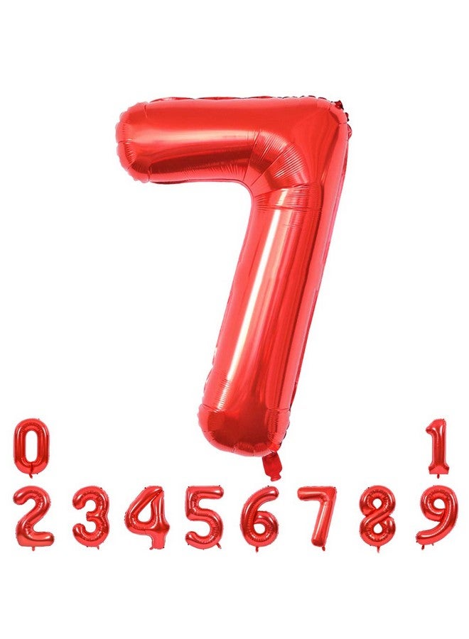TONIFUL 40 Inch Red Large Numbers Balloons 0-9, Number 7 Digital 7 Helium Balloons, Foil Mylar Big Number Balloons for Birthday Party Anniversary Supplies Decorations - Image 1