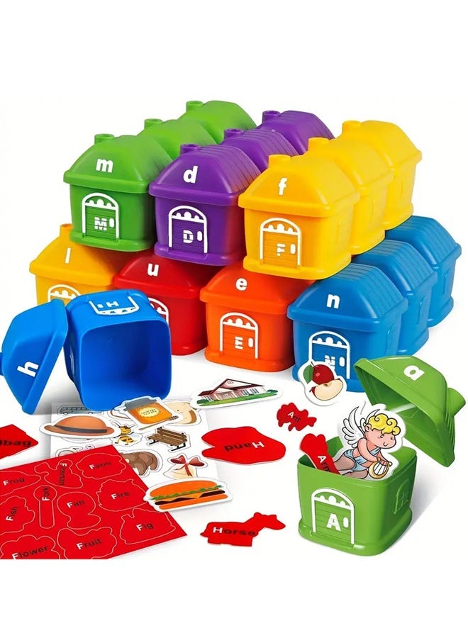 HALAMODO Alphabet Learning Toys for Kids 3+―ABC Barn Sorters with 260 Flash Cards, Montessori Preschool Learning Activities, Uppercase & Lowercase Letter Color Sorting and Matching Educational Game for Toddler - Image 1