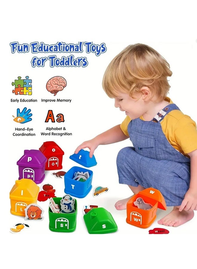 HALAMODO Alphabet Learning Toys for Kids 3+―ABC Barn Sorters with 260 Flash Cards, Montessori Preschool Learning Activities, Uppercase & Lowercase Letter Color Sorting and Matching Educational Game for Toddler - Image 2