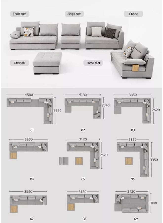 Generic Modern Classic U Shape Sofa Set Furniture Seats Upholstery Fabric Sectional Living Room Sofa  - Image 3