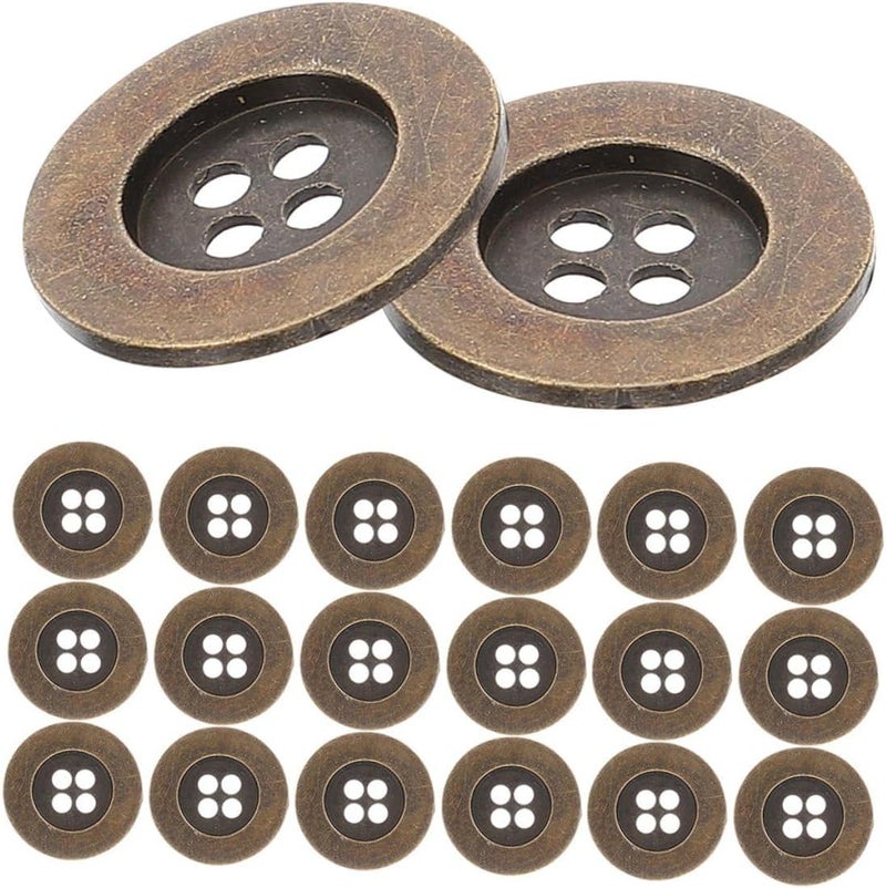 100pcs Vintage Metal Buttons 12.5mm Bronze 4-Hole Coat Replacement Buttons for Jackets and DIY Sewing Crafts - Image 1
