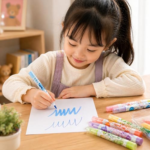 WISHKEY Double Head Fruit Scented Marker Pens, Water-Based Non-Toxic Ink, Quick Drying Dual Tip Highlighter Pens for Multipurpose for Kids and Adults, 8+ Years (Pack of 6, Multicolor) - Image 3