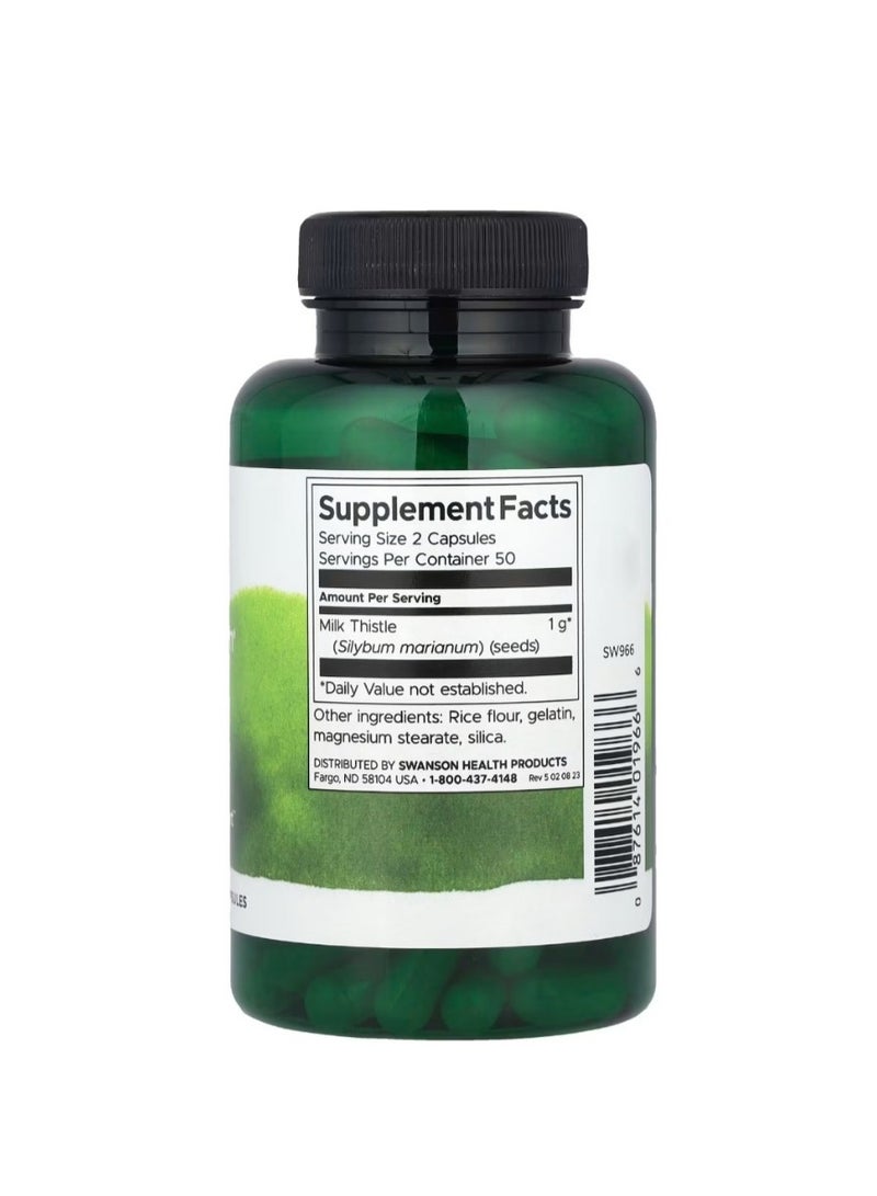 SWANSON Full Spectrum Milk Thistle 1000 mg 100 Capsules (500 mg Per Capsule) - Image 2