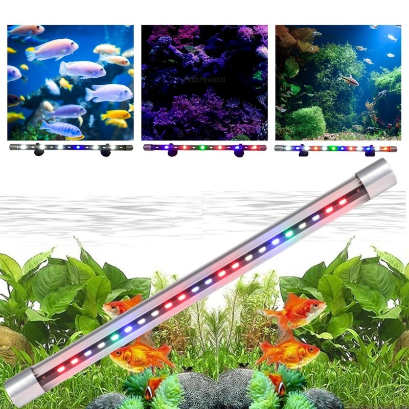 VAYINATO ® (T4-30F) Suitable for 1.5~2.5 Feet Aquarium Tank WRGB (White, Red, Green, Blue) Multi Colour Changing LED Light | Fully Submersible | 3 Colour Mode by Petzlifeworld - Image 1