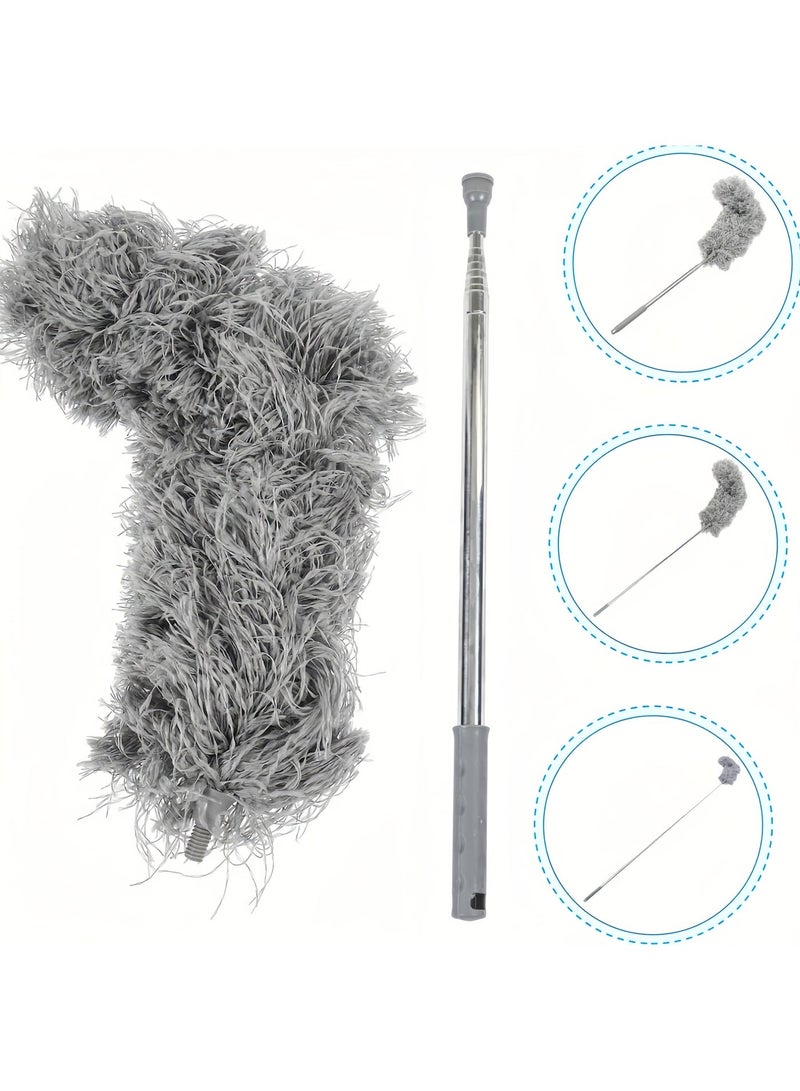 REZAKO Microfiber Feather Duster Extendable with 110 inches Extra Long Pole, Bendable Head & Long Handle Extendable Dusters Washable Feather Dusters for Cleaning Ceiling Fan, High Ceiling, Blinds, Furniture & Car - Image 2