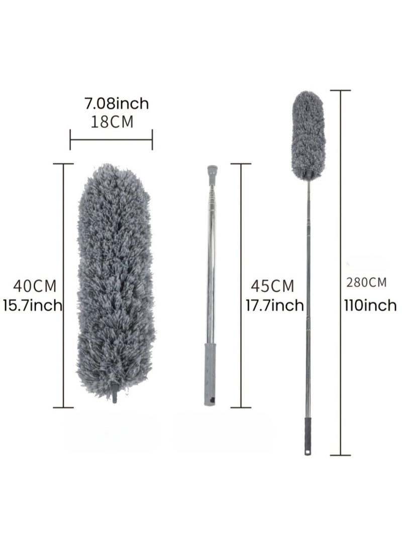 REZAKO Microfiber Feather Duster Extendable with 110 inches Extra Long Pole, Bendable Head & Long Handle Extendable Dusters Washable Feather Dusters for Cleaning Ceiling Fan, High Ceiling, Blinds, Furniture & Car - Image 3