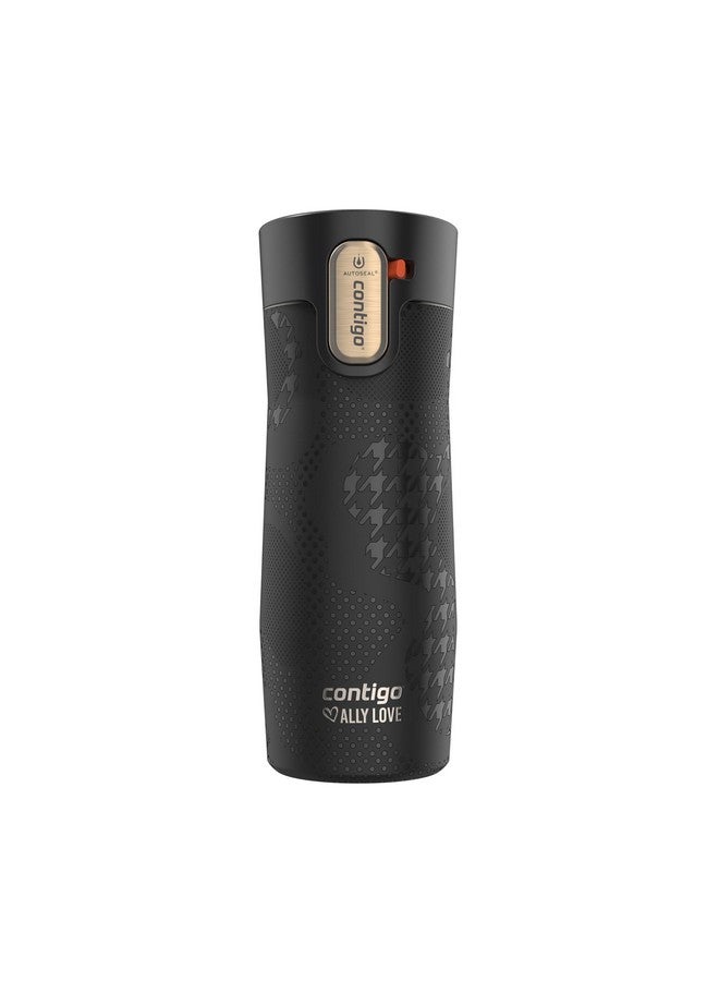 Contigo Contigo x Ally Love Stainless Steel Vacuum-Insulated Travel Mug with Autoseal and Easy Clean Lid, Spill-proof, Keeps Drinks cold 24 hrs & hot for 11 hrs, BPA Free, 16oz., West Loop 3.0, Licorice - Image 1