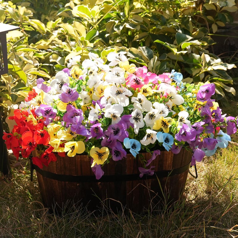 Vemander Artificial Flowers for Outdoor, UV Resistant Fake Silk Pansies Flowers, Realistic Faux Plants for Outside Indoor Porch Patio Window Box Planter Home Decor (16, Yellow Purple White Red) - Image 5