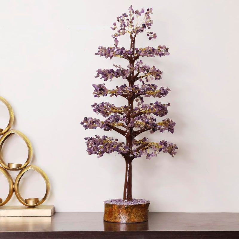 Shubhanjali Shubhanjali Amethyst Crystal Tree Big 1500 Beads Home Decoration Items for Living Room Showpieces Home Dcor Christmas Decoration  - Image 1