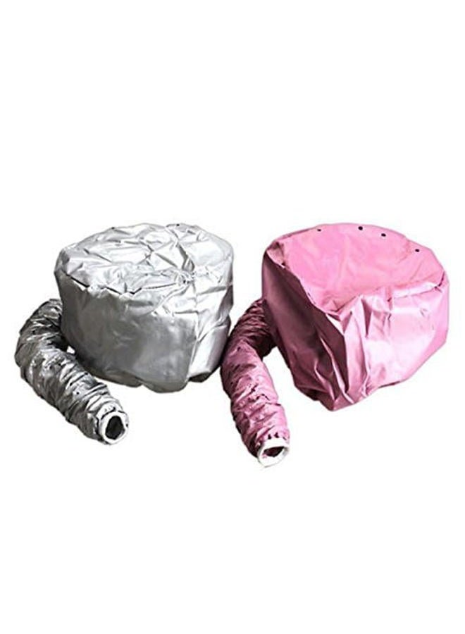 KINGZHUO 2 Pcs (one sliver another is pink) Portable Safe Women Hair Dryer Soft Bonnet Hood Attachment Haircare Salon Hairdressing Hat Cap - Image 3