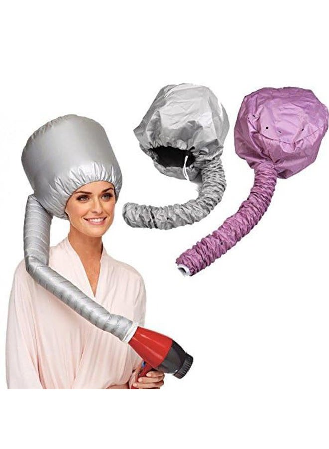 KINGZHUO 2 Pcs (one sliver another is pink) Portable Safe Women Hair Dryer Soft Bonnet Hood Attachment Haircare Salon Hairdressing Hat Cap - Image 2