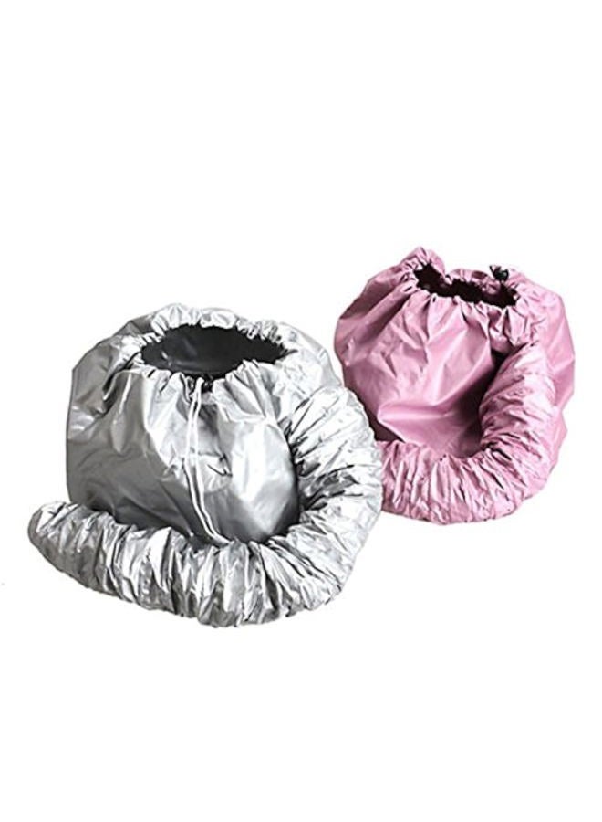 KINGZHUO 2 Pcs (one sliver another is pink) Portable Safe Women Hair Dryer Soft Bonnet Hood Attachment Haircare Salon Hairdressing Hat Cap - Image 1