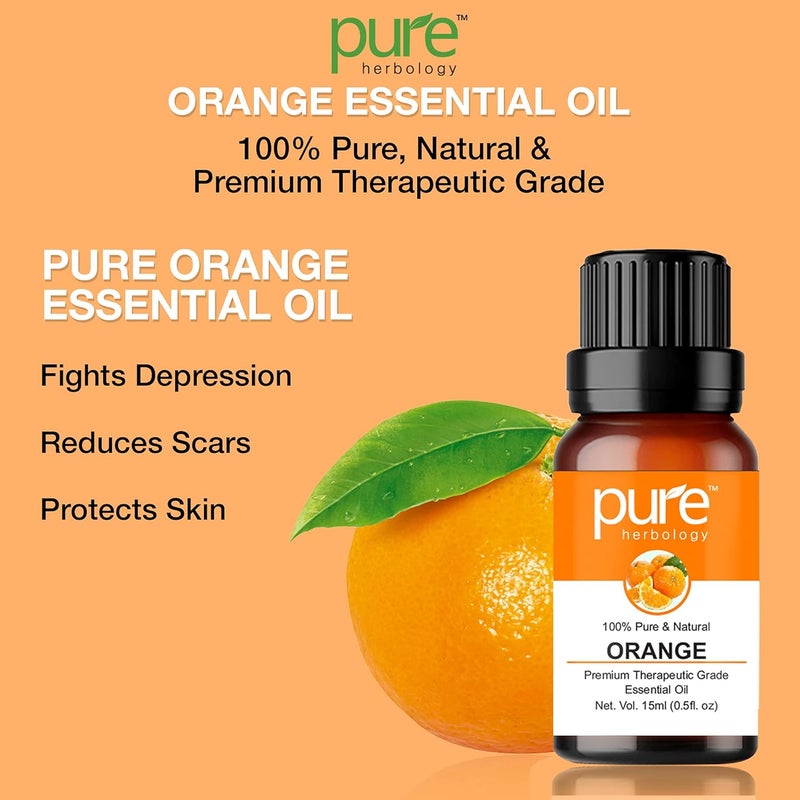 Pure Herbology Pure Herbology Orange Essential Oil Pure Natural Undiluted Therapeutic Grade for Skin Hair Body Face and Good Vibes 15ml - Image 5