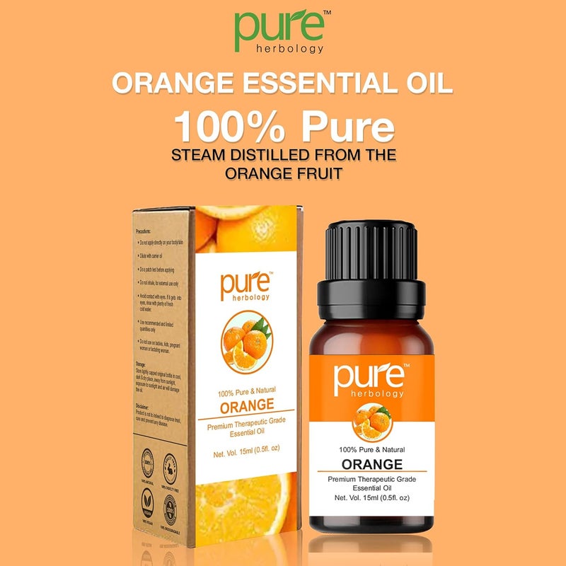 Pure Herbology Pure Herbology Orange Essential Oil Pure Natural Undiluted Therapeutic Grade for Skin Hair Body Face and Good Vibes 15ml - Image 2