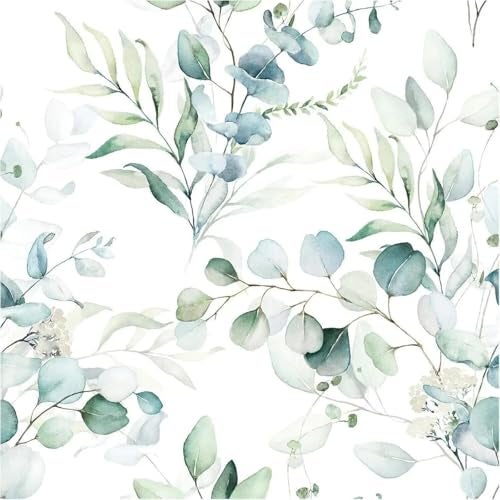 Jig-Tik Contact Paper Waterproof PVC Wallpapers Roll Embossed Europe Style Nordic 3D Sculpture Flower Wall Covering Modern Wall Décor(45 * 300) (1, White Black) (1, Green Floral) - Image 1