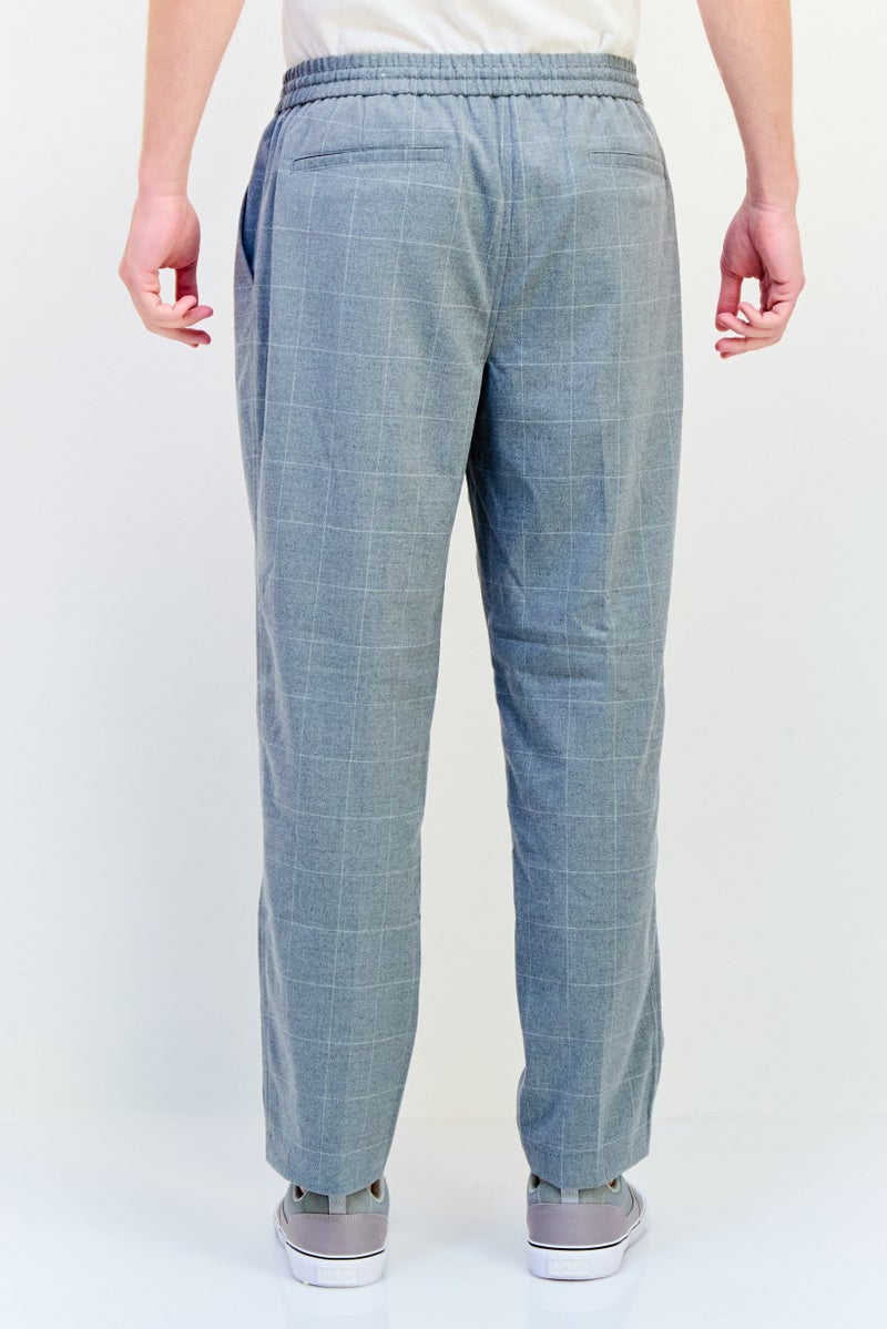 Celio Men Jogger Fit Checkered Straight Pants, Grey  - Image 3