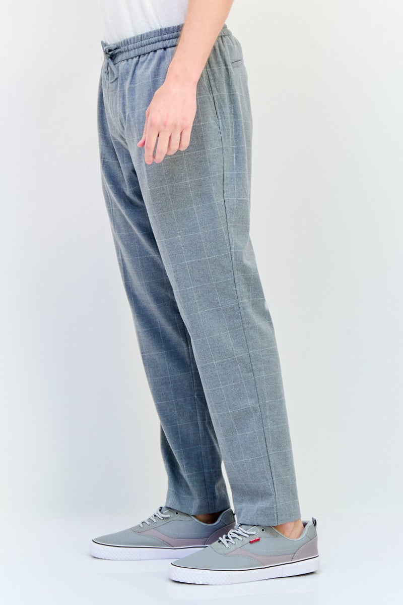 Celio Men Jogger Fit Checkered Straight Pants, Grey  - Image 2