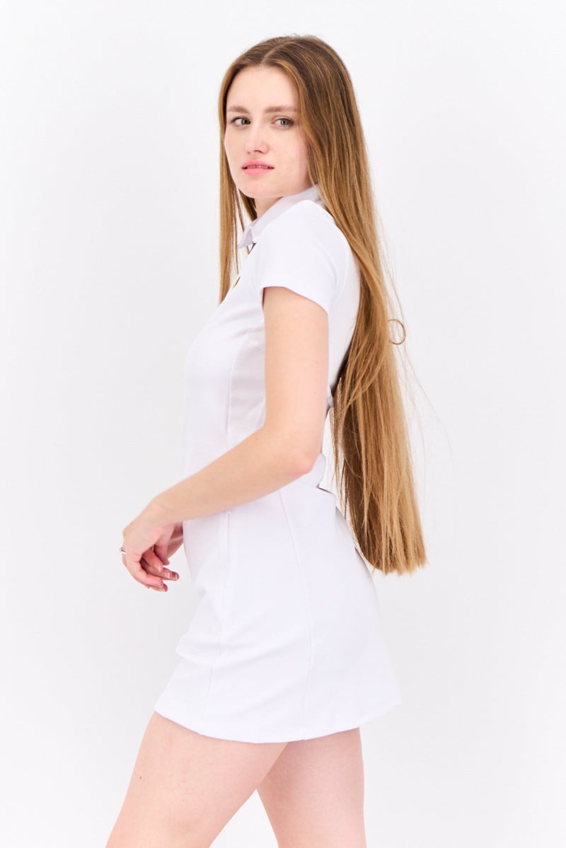 Lyle & Scott فستان ميني بشعار العلامة التجارية للنساء، أبيض - Image 2