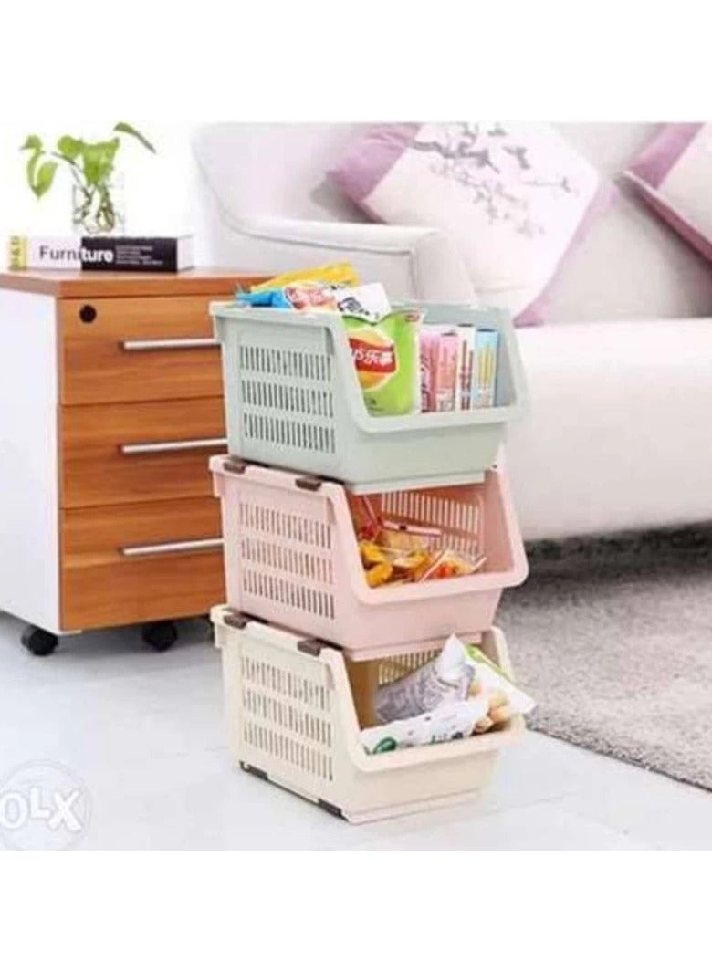 Plastic Kitchen Storage, 2 Layers - Pink - Image 1