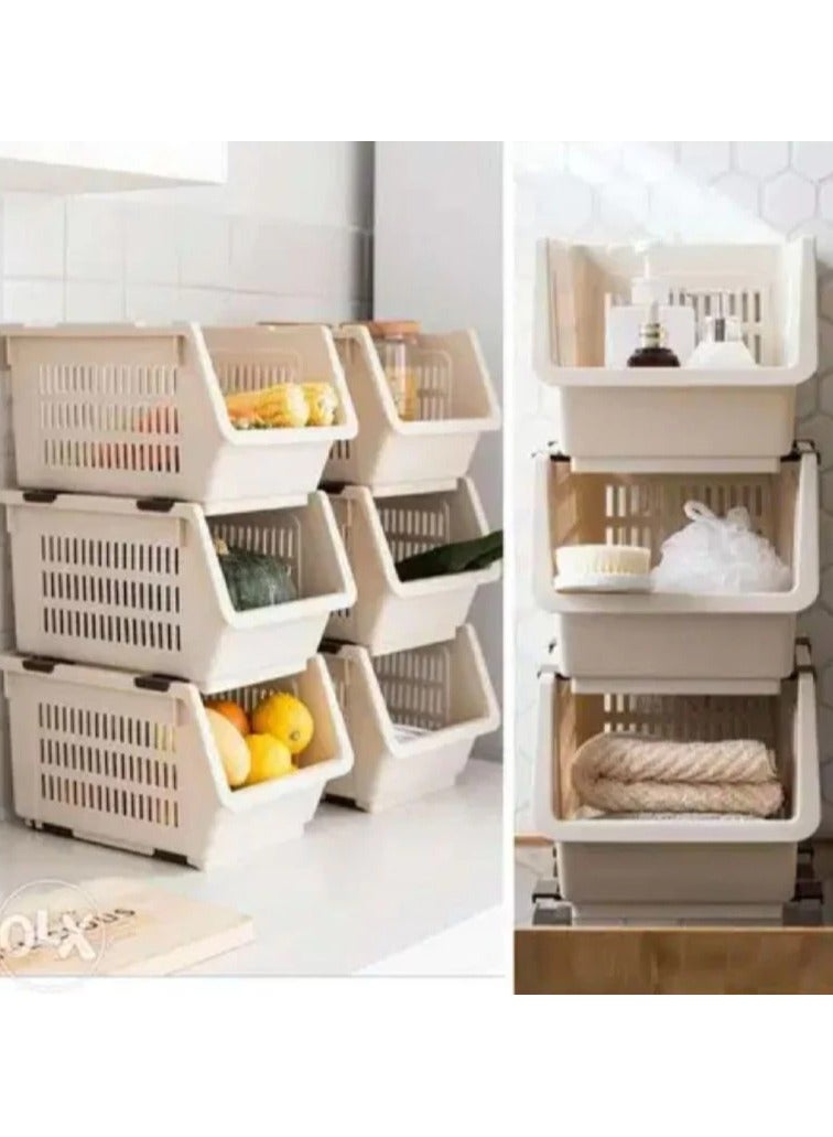 Plastic Kitchen Storage, 2 Layers - Pink - Image 3