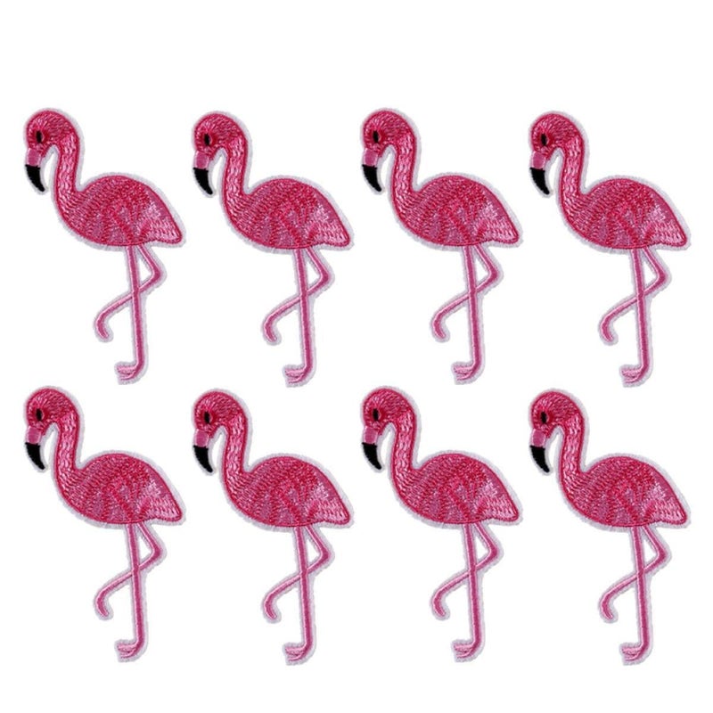 Flamingo Embroidery Iron On Patches 12 Pack For Jackets Jeans DIY Craft Decor - Image 2