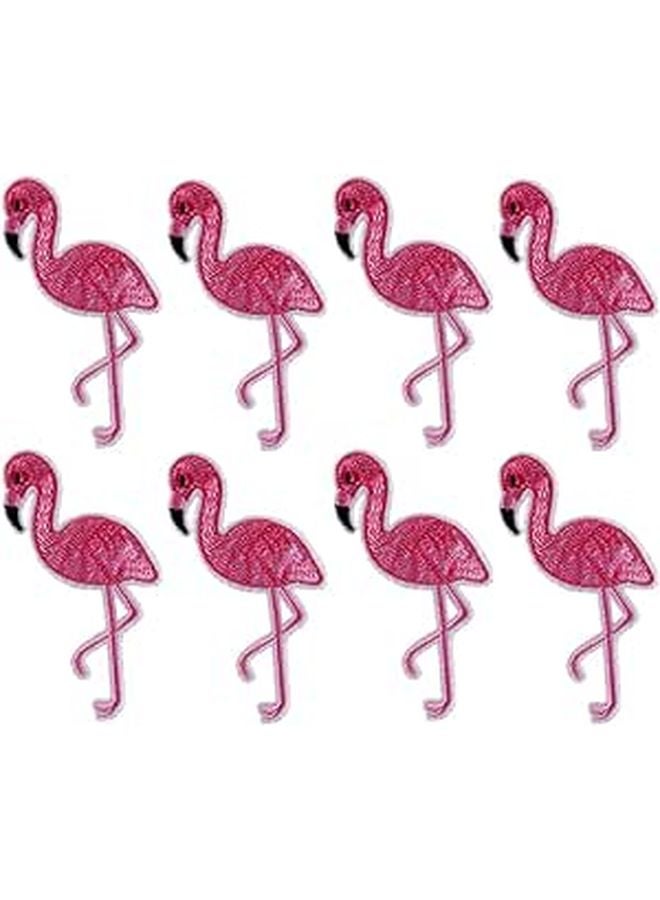 Flamingo Embroidery Iron On Patches 12 Pack For Jackets Jeans DIY Craft Decor - Image 1