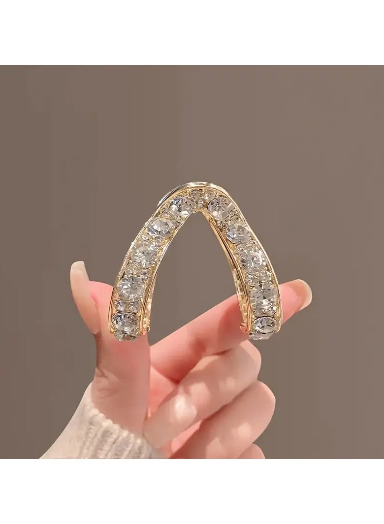 Goolsky Elegant Alloy U-Shaped Hair Clips with Rhinestones, Solid Color Fashion Hair Accessories for Women, Ideal for High Ponytail Styles and Gift Giving - Mixed Color Set for Adults Over 15 Years Old - Image 1