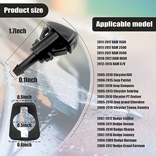 OSIFIT Windshield Washer Hose Kit, 2M Washer Fluid Hose+3 Pcs Hose Connectors+4 Fan Nozzles+4 Rubber Gaskets +30 Pcs Cap Heat Insulation Clips, Connect Car Water Pump and Nozzles, Suitable for Most Car - Image 4