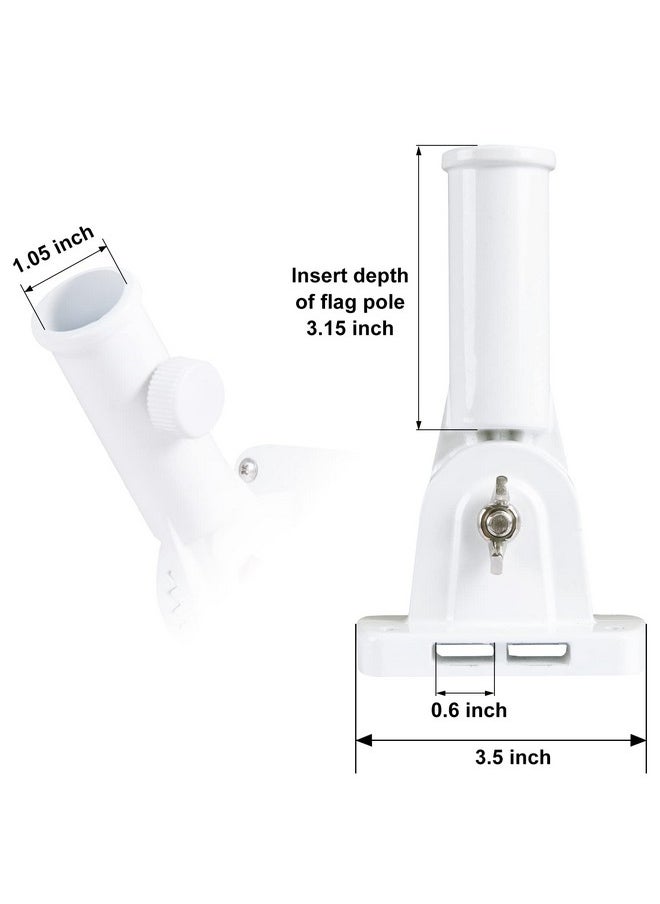 NQ NQ Flag Pole Holder Adjustable, Flag Pole Bracket for Outside House Heavy Duty Aluminum, Multi-Position Flag Pole Mounting Bracket Rust Free with Hardwares, 1" Inner Diameter (White- 1 Pack)  - Image 5