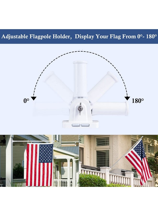 NQ NQ Flag Pole Holder Adjustable, Flag Pole Bracket for Outside House Heavy Duty Aluminum, Multi-Position Flag Pole Mounting Bracket Rust Free with Hardwares, 1" Inner Diameter (White- 1 Pack)  - Image 3
