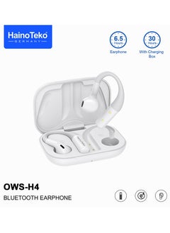 HainoTeko Germany OWS-H4 OpenFit Bluetooth Earphone With High-quality sound performance Touch Controls and Noise Cancellation White