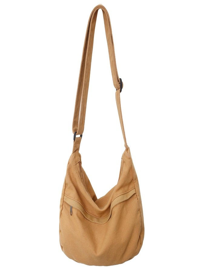 Youjaree Canvas Messenger Bag Large Hobo Crossbody Bag with Zipper Casual Shoulder Tote Handbag for Women and Men (Browm) - Image 1