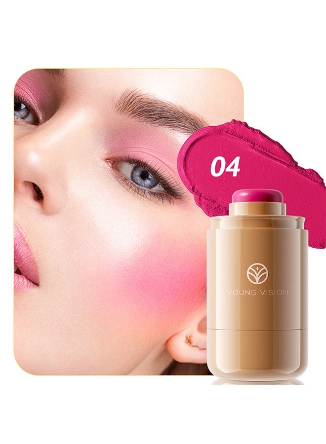 YOUNG VISION Pocket Blush Long Lasting Smooth Lipstick Blush Stick, Matte Highly Chroma Blusher Paste, Waterproof Blusher Cream #04 - Image 2