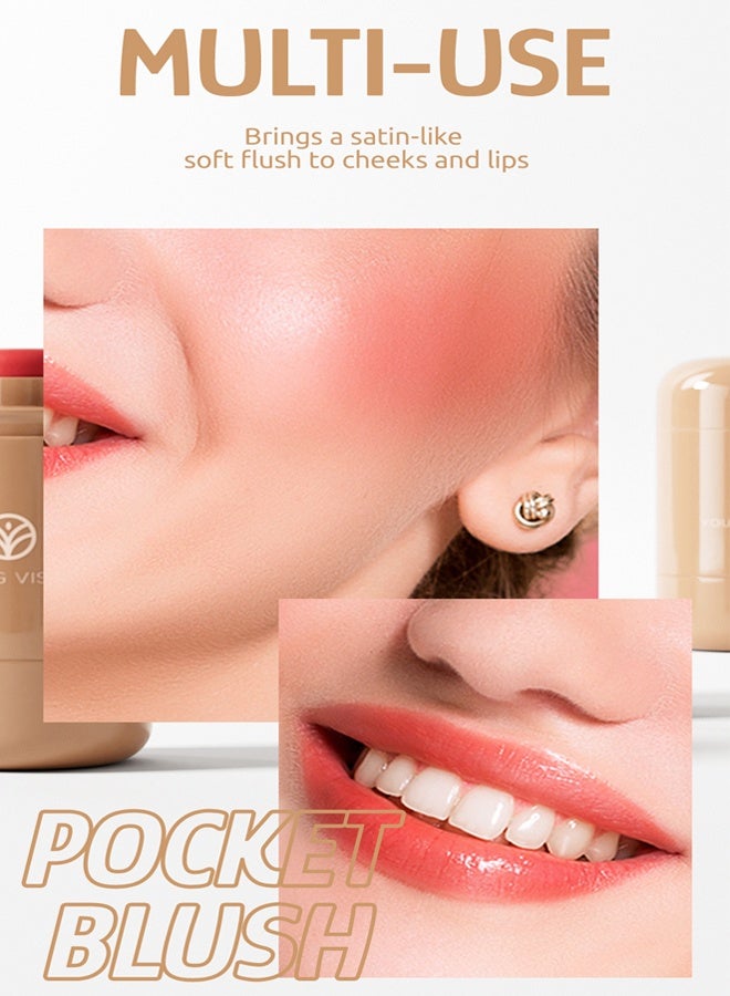 YOUNG VISION Pocket Blush Long Lasting Smooth Lipstick Blush Stick, Matte Highly Chroma Blusher Paste, Waterproof Blusher Cream #04 - Image 5