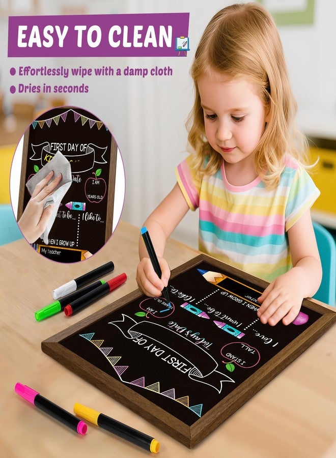 Hodurgyi Double-Sided First Day and Last Day of School Board Sign with 6 Colorful Markers,14x12 Inch Reusable Chalkboard, First & Last Day Photo Prop for Kindergarten Preschool Elementary Kids - Image 3