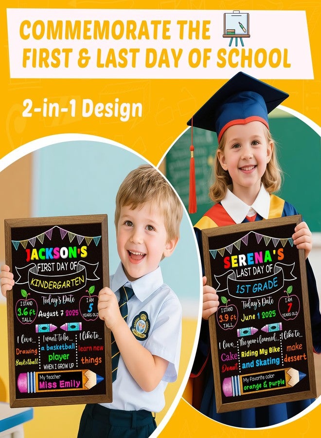 Hodurgyi Double-Sided First Day and Last Day of School Board Sign with 6 Colorful Markers,14x12 Inch Reusable Chalkboard, First & Last Day Photo Prop for Kindergarten Preschool Elementary Kids - Image 2