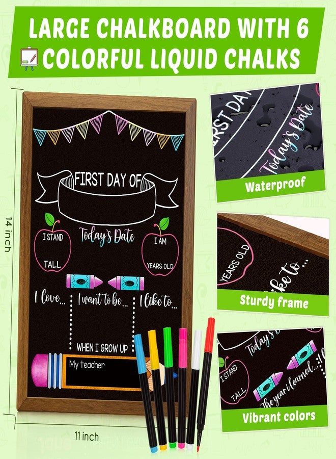 Hodurgyi Double-Sided First Day and Last Day of School Board Sign with 6 Colorful Markers,14x12 Inch Reusable Chalkboard, First & Last Day Photo Prop for Kindergarten Preschool Elementary Kids - Image 4