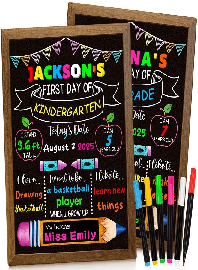 Hodurgyi Double-Sided First Day and Last Day of School Board Sign with 6 Colorful Markers,14x12 Inch Reusable Chalkboard, First & Last Day Photo Prop for Kindergarten Preschool Elementary Kids - Image 1
