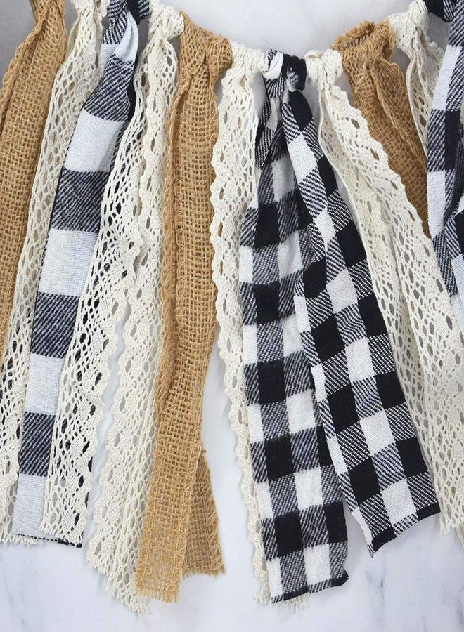 Rainlemon Buffalo Check Plaid Banner Black and White Gingham Spring Summer Fall Winter Easter Christmas Mantle Fireplace Garland Decoration - Image 5
