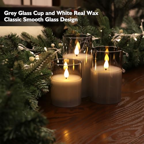 Rhytsing Gray Glass Battery Operated LED Candles with Remote, Flameless Candle Gift Set, Warm White Light - Include 6 Batteries - Image 3