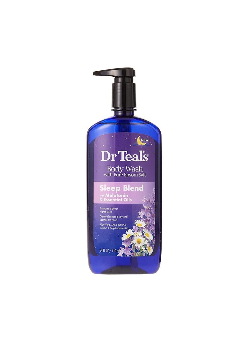 Dr Teal's غسول الجسم من ملح إبسوم النقي بمزيج النوم مع الميلاتونين 710 مل