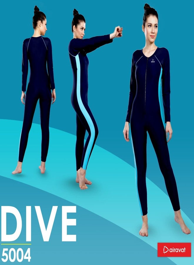 AIRAVAT ملابس سباحة نسائية من Airavat Dive 5004 مصنوعة من قماش مطاطي، توفر الحماية من الأشعة فوق البنفسجية، وتتميز بالراحة والمرونة، وهي مناسبة للنساء والفتيات (مقاس متوسط، لون أزرق مائي). - Image 2