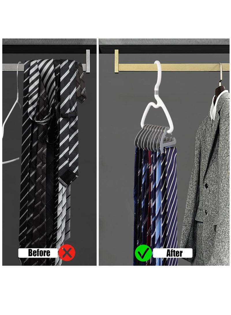 SOLARAE Premium Tie Rack,2 Pcs Stylish Tie Hanger,for Closet Space Saving Design with 360Â° Rotating Head,Easy to Tidy Up & Take Off,ABS Necktie Organizer & Hanger-Holds 9-18 Ties,Smart & Sturdy Tie Storage - Image 5