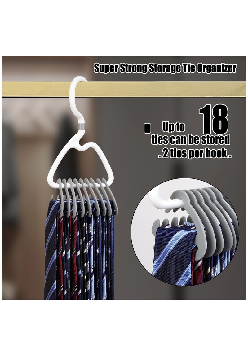 SOLARAE Premium Tie Rack,2 Pcs Stylish Tie Hanger,for Closet Space Saving Design with 360Â° Rotating Head,Easy to Tidy Up & Take Off,ABS Necktie Organizer & Hanger-Holds 9-18 Ties,Smart & Sturdy Tie Storage - Image 3