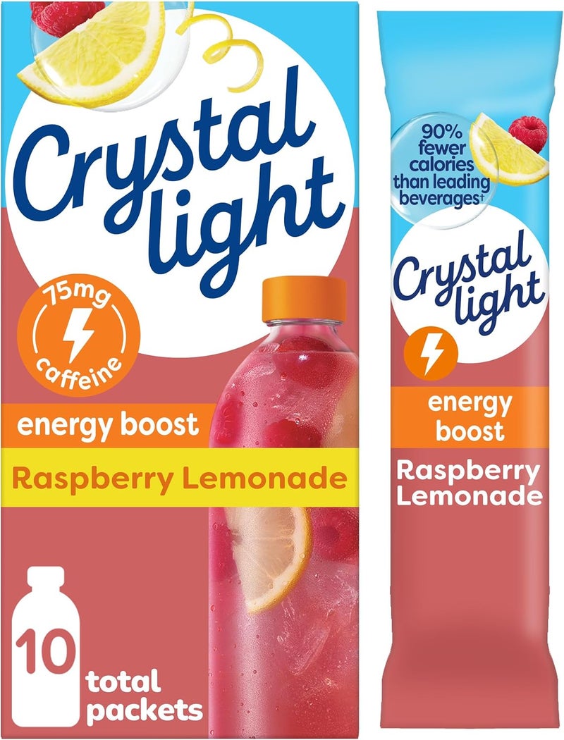 Crystal Light Energy Boost Raspberry Lemonade Drink Mix - 10 On-the-Go Packets - Image 1