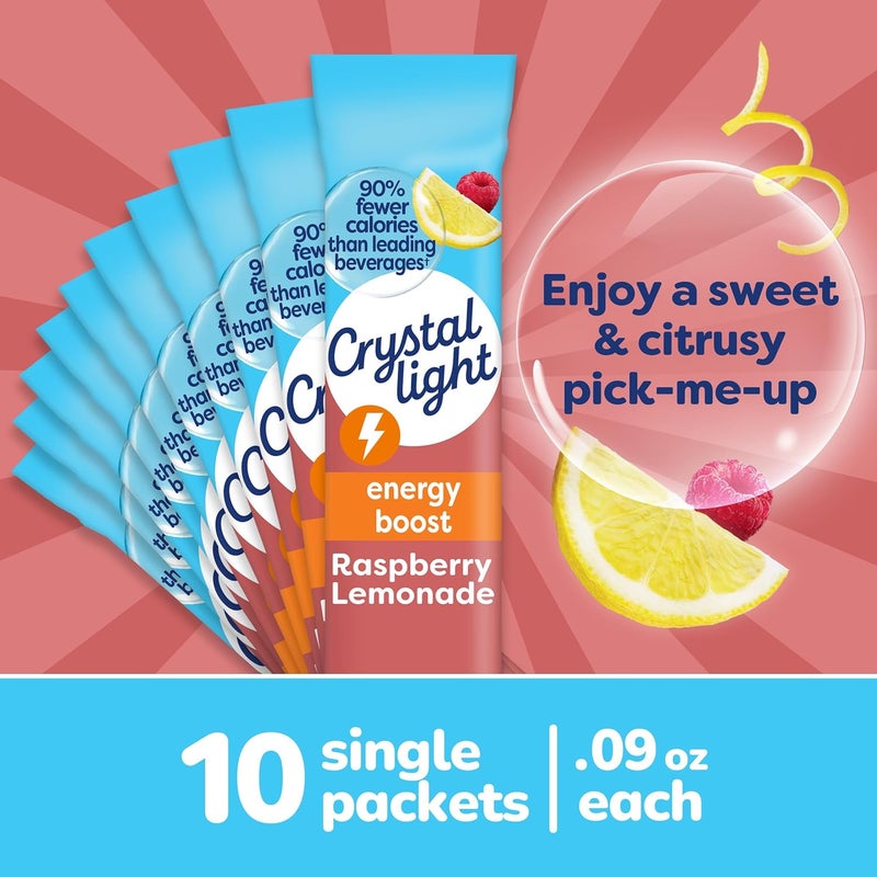 Crystal Light Energy Boost Raspberry Lemonade Drink Mix - 10 On-the-Go Packets - Image 4