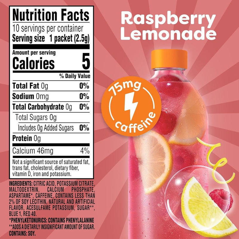 Crystal Light Energy Boost Raspberry Lemonade Drink Mix - 10 On-the-Go Packets - Image 2