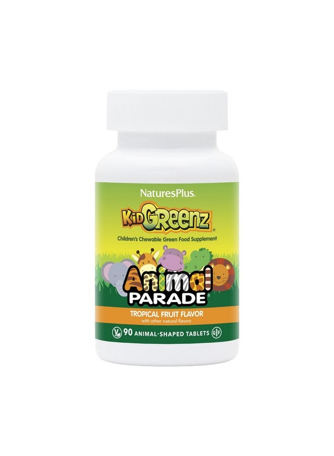 Natures Plus Animal Parade KidGreenz, Tropical Fruit Flavor - 90 Animal-Shaped, Chewable Tablets - Vegetarian, Gluten Free - 90 Servings - Image 1